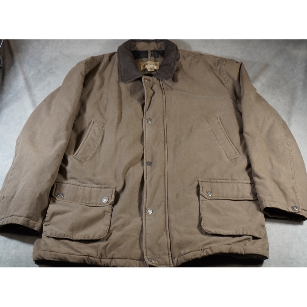 RUFF HEWN Mens Vintage Brown Canvas Barn Coat Size XL Pockets ‎ Insulated